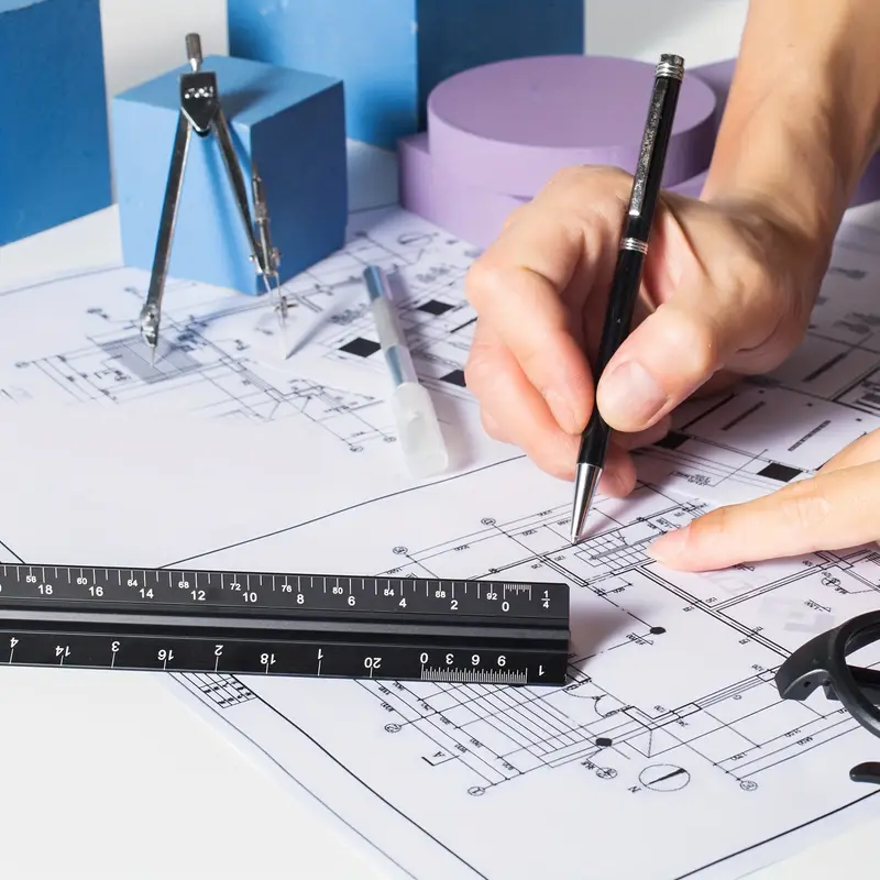 Kovové modelárske a architektonické pravítko 30 cm trojhranné s 6 meraniami